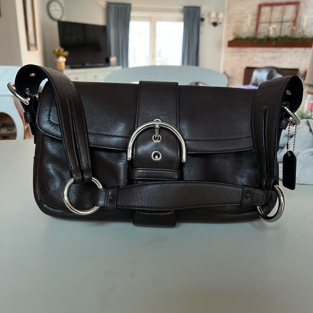 Coach SoHo Chocolate Leather Bag with Silver Accents